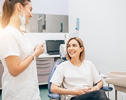 a patient discussing the cost of cosmetic dentistry with dentist