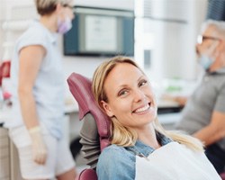 Woman smiling in dental chair