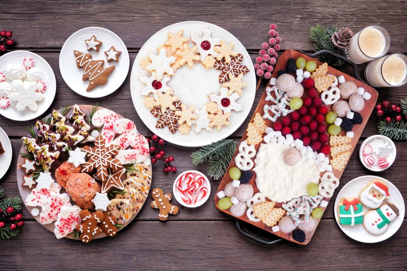 An assortment of sweet-tasting holiday foods